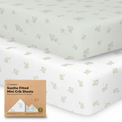 Picture of 2-Pack Mini Crib Sheets Fitted, Pack and Play Sheets - Organic Cotton Pack N Play Sheets for Pack and Play Mattress, Playard Baby Crib Sheets, Jersey Crib Sheets Neutral for Boys,Girls (Elly)