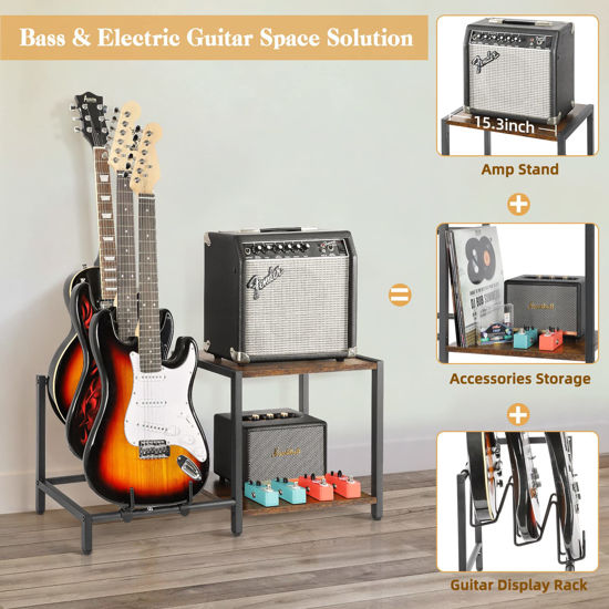 GetUSCart- Bikoney Guitar Stand,3 Electric Bass Guitar Stand Floor with ...
