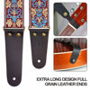 Picture of Nefelibata Guitar Strap, 2" Jacquard Embroidery Guitar Straps, Full Grain Leather Ends with Hidden Pocket, for Bass, Electric and Acoustic Guitars, Strap Button, Strap Locks and Guitar Picks