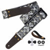 Picture of Nefelibata Guitar Strap, 2" Jacquard Embroidery Guitar Straps, Full Grain Leather Ends with Hidden Pocket, for Bass, Electric and Acoustic Guitars, Free Buckle, Strap Lock and Guitar Picks