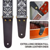 Picture of Nefelibata Guitar Strap, 2" Jacquard Embroidery Guitar Straps, Full Grain Leather Ends with Hidden Pocket, for Bass, Electric and Acoustic Guitars, Free Buckle, Strap Lock and Guitar Picks