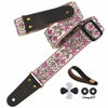 Picture of Nefelibata Guitar Strap, 2" Jacquard Embroidery Guitar Straps, Full Grain Leather Ends with Hidden Pocket, for Bass, Electric and Acoustic Guitars, Strap Button, Strap Locks and Guitar Picks