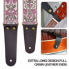 Picture of Nefelibata Guitar Strap, 2" Jacquard Embroidery Guitar Straps, Full Grain Leather Ends with Hidden Pocket, for Bass, Electric and Acoustic Guitars, Strap Button, Strap Locks and Guitar Picks