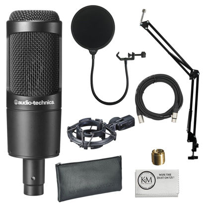 Picture of Audio-Technica AT2035 Cardioid Condenser Microphone Bundled with 20ft XLR Cable + Pop Filter + Microphone Arm (4 Items)