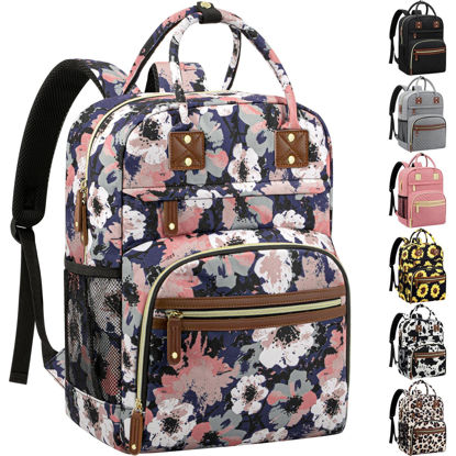 Picture of Diaper Bag Backpack Tote for Women Large Capacity, Multifunctional Waterproof Baby Bag with Insulated Pockets For Baby Girl Boy Mama, Maternity Bag Floral Painting
