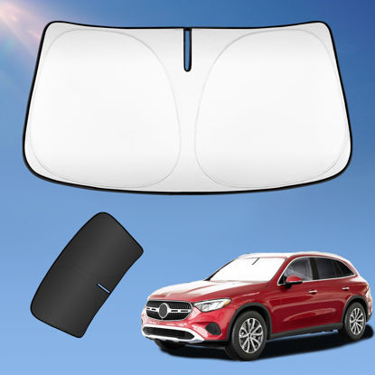 Picture of Sun Shade Sunshade for Mercedes Benz GLC 260 300 GLK-Class 2023-2024 Windshield Cover, 2-Layers Sun Shield 240T Silver Coating Sun Visor Foldable Window Shade Blocks UV Rays Car Accessories