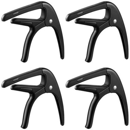 Picture of Guitar Capo for Acoustic and Electric 6 String Guitars (4 Pack Black Capo)