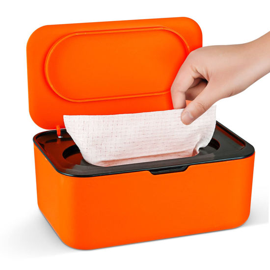 Picture of Flenpptly Baby Wipes Dispenser, Wipes Case Baby Wipe Holder Keeps Wipes Fresh, Non-Slip, Easy Open & Close (Black)