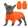 Picture of Queenmore Small Dog Pullover Sweater, Cold Weather Cable Knitwear, Classic Turtleneck Thick Warm Clothes for Chihuahua, Bulldog, Dachshund, Pug (Orange, Large)