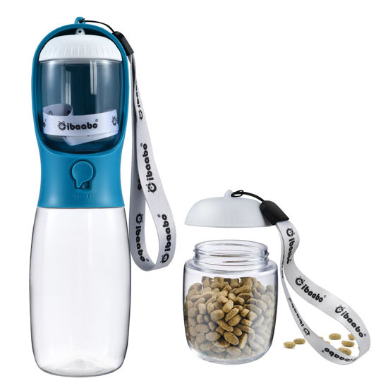 Picture of Cibaabo Dog Water Bottle with Food Container, Travel Puppy Water Bowl, Portable Pet Dispenser, Dog Stuff Accessories Items, Puppy Essentials Necessities for Yorkie Chihuahua Cat Walking and Hiking