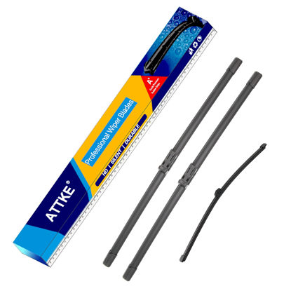 Picture of 3 Wipers Front Windscreen Wiper Blades 24" + 21", Rear Windscreen Wiper Blades 13", for Volkswagen Tiguan 2007-2017 OE Original Quality (set of 3)