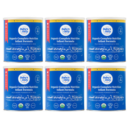 Picture of Baby's Only Organic Complete Nutrition Infant Formula, Milk Based Powder Modeled After Breast Milk, Organic Baby Formula with Iron, Vitamin D and Nutrients, Newborn to 12 Months Old, 21 oz, 6 Pack