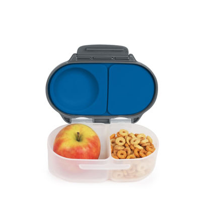 Picture of b.box Snack Box for Kids & Toddlers: 2 Compartment Snack Containers, Mini Bento Lunch Box. Leak Proof, BPA free, Dishwasher safe. School Supplies. Ages 4 months+ (Blue Slate, 12oz capacity)