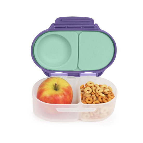 Picture of b.box Snack Box for Kids & Toddlers: 2 Compartment Snack Containers, Mini Bento Box, Lunch Box. Leak Proof, BPA free, Dishwasher safe. School Supplies. Ages 4 months+ (Lilac Pop, 12oz capacity)
