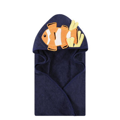 Picture of Hudson Baby Unisex Baby Cotton Animal Face Hooded Towel, Clownfish, One Size