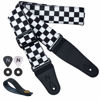 Picture of Nefelibata Guitar Strap-2" Wide Double Layer Cotton Original Design Adjustable Guitar Straps with Long Leather Ends for Bass, Electric & Acoustic, Best Gifts for Kids,Guitarists (White Grid)