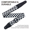 Picture of Nefelibata Guitar Strap-2" Wide Double Layer Cotton Original Design Adjustable Guitar Straps with Long Leather Ends for Bass, Electric & Acoustic, Best Gifts for Kids,Guitarists (White Grid)