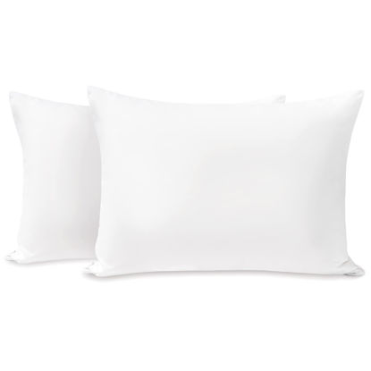 Picture of TILLYOU Toddler Pillowcase 2 Pack with Zipper,Silky Soft Microfiber 13" x 18" Kids Travel Pillow Cases,White