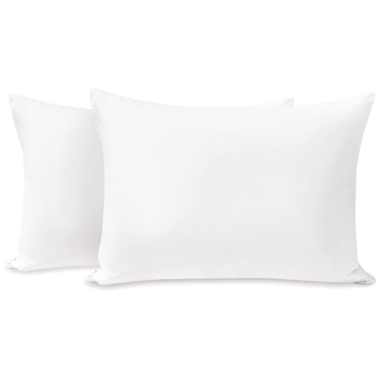 Picture of TILLYOU Toddler Pillowcase 2 Pack with Zipper,Silky Soft Microfiber 13" x 18" Kids Travel Pillow Cases,White