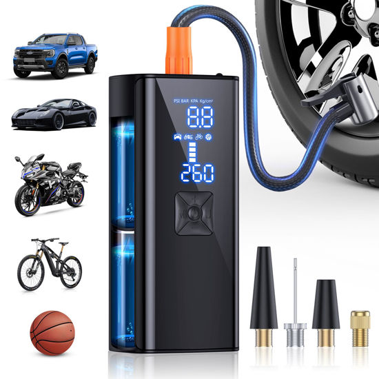 Picture of Tire Inflator Portable Air Compressor, 150PSI & 25000mAh Portable Air Compressor with Digital Pressure Gauge, 2X Faster Inflation Cordless Air Pump for Car, Motorcycle, Bicycle and More