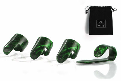 Picture of EPIC berry Thumb and Finger Picks - Medium Green - Best for Fingerstyle Guitar, Banjo or Ukulele. Includes a Pouch.