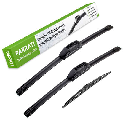 Picture of PARRATI® High Performance Premium All-Season Automotive Windshield Wipers with Rear Wiper Blades Replacement for 2001-2003 Dodge Durango,Easy DIY Install 21"+20"+16''(Set of 3)