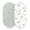 Picture of Stretch Ultra Soft Fitted Bassinet Sheet Set 2 Pack, Universal Fit for Bassinets Baby Cradle Moses Basket Oval Rectangle Mattress Safe and Snug, Dinosaur