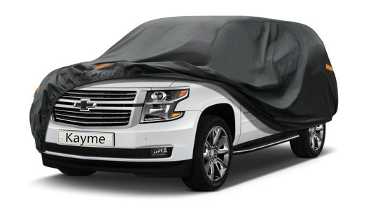 Picture of Kayme 7 Layers SUV Car Cover Custom Fit for Chevrolet Chevy Tahoe (2007-2025) Waterproof All Weather for Automobiles, Outdoor Full Cover Rain Sun UV Protection.