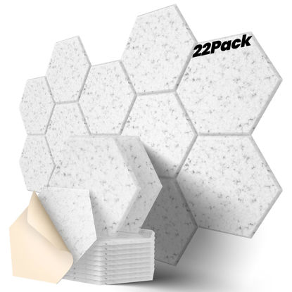 Picture of Dailycooper 22 Pack Self-adhesive Acoustic Panels 12" X 10" X 0.4" - Sound Proof Foam Panels with High Density, Fashionable Hexagonal Design, Flame Resistant, Absorb Noise and Eliminate Echoes(Gray)