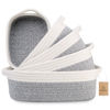 Picture of NaturalCozy 5-Piece Rectangle Storage Basket Set- Natural Cotton Rope Woven Baskets for Organizing! Small Basket for Montessori, Baby Nursery, Dog Toy Baskets, Cat Toy Box, Bathroom Organization Bin