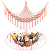 Picture of Boho Stuffed Animals Net or Hammock Large,55 inch Toy Hammock Macrame Stuff Animal Storage Corner Hanging Net Holder,Mesh Hammock Plush Toy Organizer with Hooks for Bedroom,Nursery (Deep Pink)