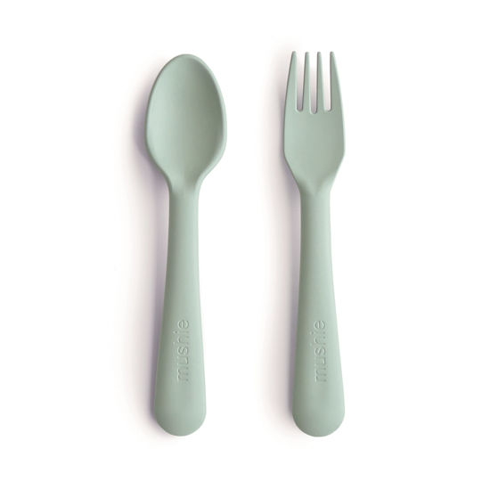 Picture of mushie Flatware Fork and Spoon Set for Kids | Made in Denmark (Sage)