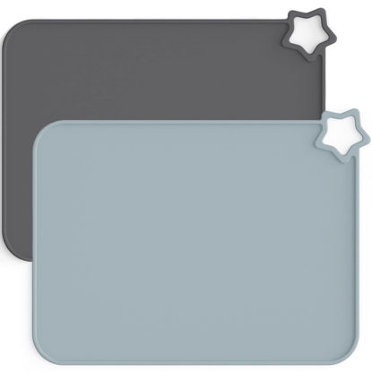 Picture of Moonkie Silicone Placemats for Baby & Kid, Stain-Proof Non-Slip Toddler Food Mats Eating Table Mat with 2 Packs
