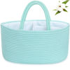 Picture of ABenkle Baby Diaper Caddy, Nursery Storage Bin and Car Organizer for Diapers and Baby Wipes, Cotton Rope Diaper Basket Caddy, Changing Table Diaper Storage Caddy Baby Gift Baskets, Green