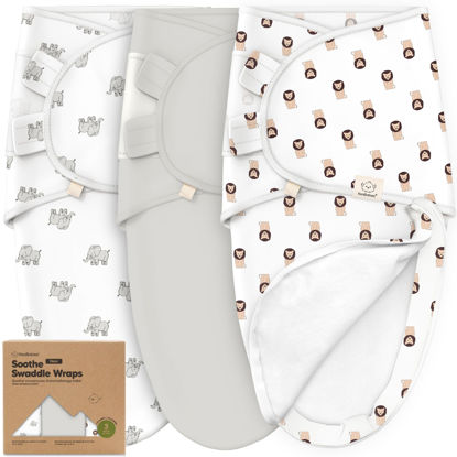 Picture of Baby Swaddle Sleep Sacks with Zipper - 3-Pack Newborn Swaddle Sack, Baby Swaddles Sleep Sack 0-3 Months, Wearable Blanket Baby, Baby Swaddle Blanket Wrap,Swaddle Sack,Easy Change Swaddle(The Wild 2)