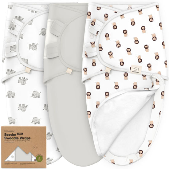 Picture of Baby Swaddle Sleep Sacks with Zipper - 3-Pack Newborn Swaddle Sack, Baby Swaddles Sleep Sack 0-3 Months, Wearable Blanket Baby, Baby Swaddle Blanket Wrap,Swaddle Sack,Easy Change Swaddle(The Wild 2)