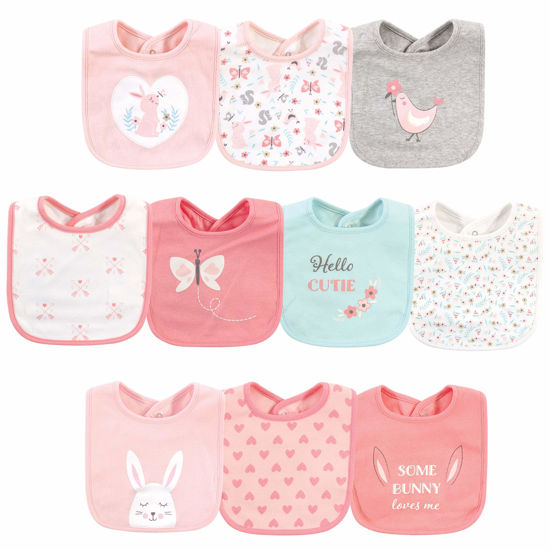 Picture of Hudson Baby Unisex Baby Cotton Bibs, Sweet Bunny, One Size
