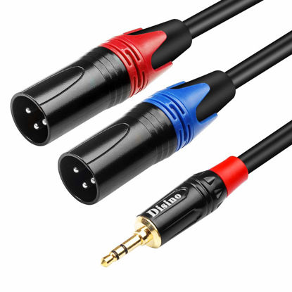 Picture of Disino 1/8 Inch to Dual XLR Male Y-Splitter Cable,Unbalanced 3.5mm Mini Jack TRS Stereo Aux to Double Male XLR Adapter Interconnect Breakout Patch Cord - 10 Feet/3 Meters