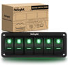Picture of Nilight 6 Gang Rocker Switch Panel 5Pin On Off Toggle Switch Aluminum Holder 12V 24V Dash Pre-Wired Green Backlit Switches for Automotive Cars Marine Boats RVs Truck