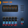 Picture of Nilight 5 Gang Rocker Switch Panel with Orange LED Light 5 Pin On Off Pre-Wired Rocker Switch Aluminum Panel Toggle Switch Panel Waterproof for 12V/24V Cars Marine Boats ATVs Trailers RV Trucks