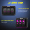 Picture of Nilight 3 Gang Aluminum Rocker Switch Panel 5 Pin ON Off Pre-Wired Pinkish Purple Toggle Switch SPST 12V 24V Night Glow Stickers for Cars Marines Boats Campers RVs