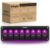 Picture of Nilight 8 Gang Rocker Switch Panel with Purple LED Light 5 Pin On Off Pre-Wired Rocker Switch Aluminum Panel Toggle Switch Panel Waterproof for 12V/24V Cars Marine Boats ATVs Trailers RV Trucks