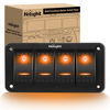 Picture of Nilight 4 Gang Rocker Switch Panel with Orange LED Light 5 Pin On Off Pre-Wired Rocker Switch Aluminum Panel Toggle Switch Panel Waterproof for 12V/24V Cars Marine Boats ATVs Trailers RV Trucks
