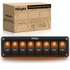Picture of Nilight 8 Gang Rocker Switch Panel with Orange LED Light 5 Pin On Off Pre-Wired Rocker Switch Aluminum Panel Toggle Switch Panel Waterproof for 12V/24V Cars Marine Boats ATVs Trailers RV Trucks