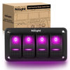 Picture of Nilight 4 Gang Rocker Switch Panel with Purple LED Light 5 Pin On Off Pre-Wired Rocker Switch Aluminum Panel Toggle Switch Panel Waterproof for 12V/24V Cars Marine Boats ATVs Trailers RV Trucks