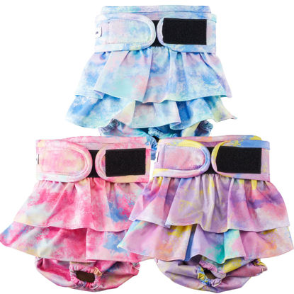 Picture of Reusable Dog Diapers Female Medium Washable, Premium Doggie Diapers for Female Dogs, Pack of 3, Highly Absorbent Female Dog Diapers for Heat, Incontinence and Puppy Training(M)