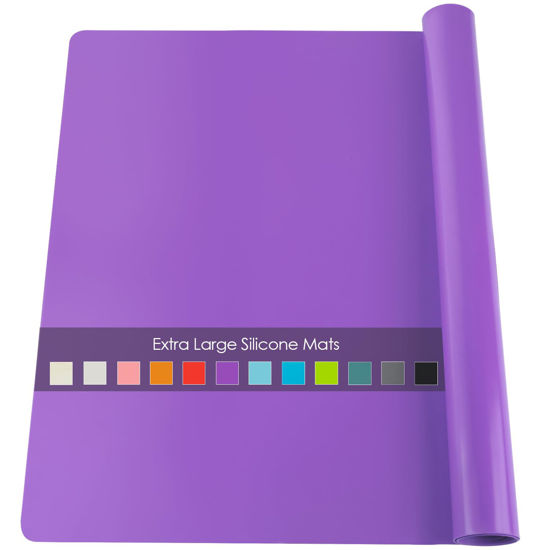 Picture of Extra Large Silicone Mats for Kitchen Counter, 27.6'' x 19.7'' Nonskid Silicone Placemats for Kids, Nonstick Purple Silicone Mat for Baking Crafts, Silicone Dab Mat Heat Resistant Mat, 1Pack