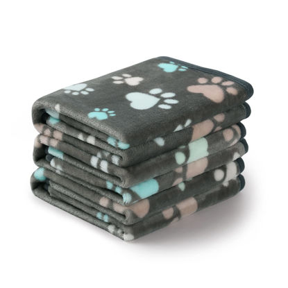 Picture of Luciphia 1 Pack 3 Blankets Fluffy Premium Fleece Pet Blanket Flannel Paw Printed Throw for Dog Cat(Medium 30x20'', Grey)