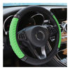 Picture of LoyaForba Bling Soft Leather Steering Wheel Cover, 15 Inch Colorful Rhinestones Auto Elastic Steering Wheel Protector, Sparkly Crystal Diamond for Women Girls, Car Accessories for Most Cars (Green)