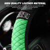 Picture of LoyaForba Bling Soft Leather Steering Wheel Cover, 15 Inch Colorful Rhinestones Auto Elastic Steering Wheel Protector, Sparkly Crystal Diamond for Women Girls, Car Accessories for Most Cars (Green)